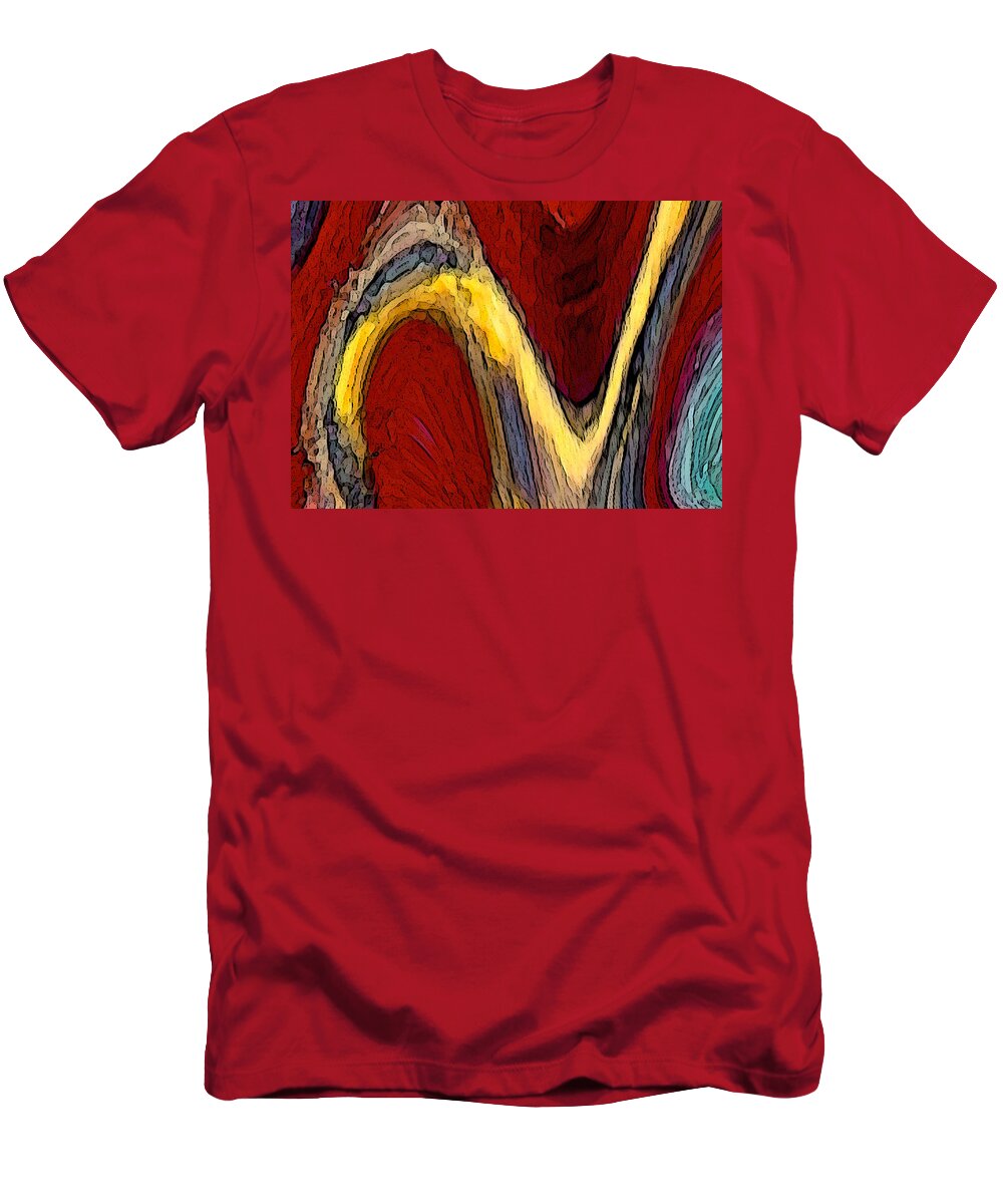 Red T-Shirt featuring the digital art Woven Abstract by Gary Olsen-Hasek