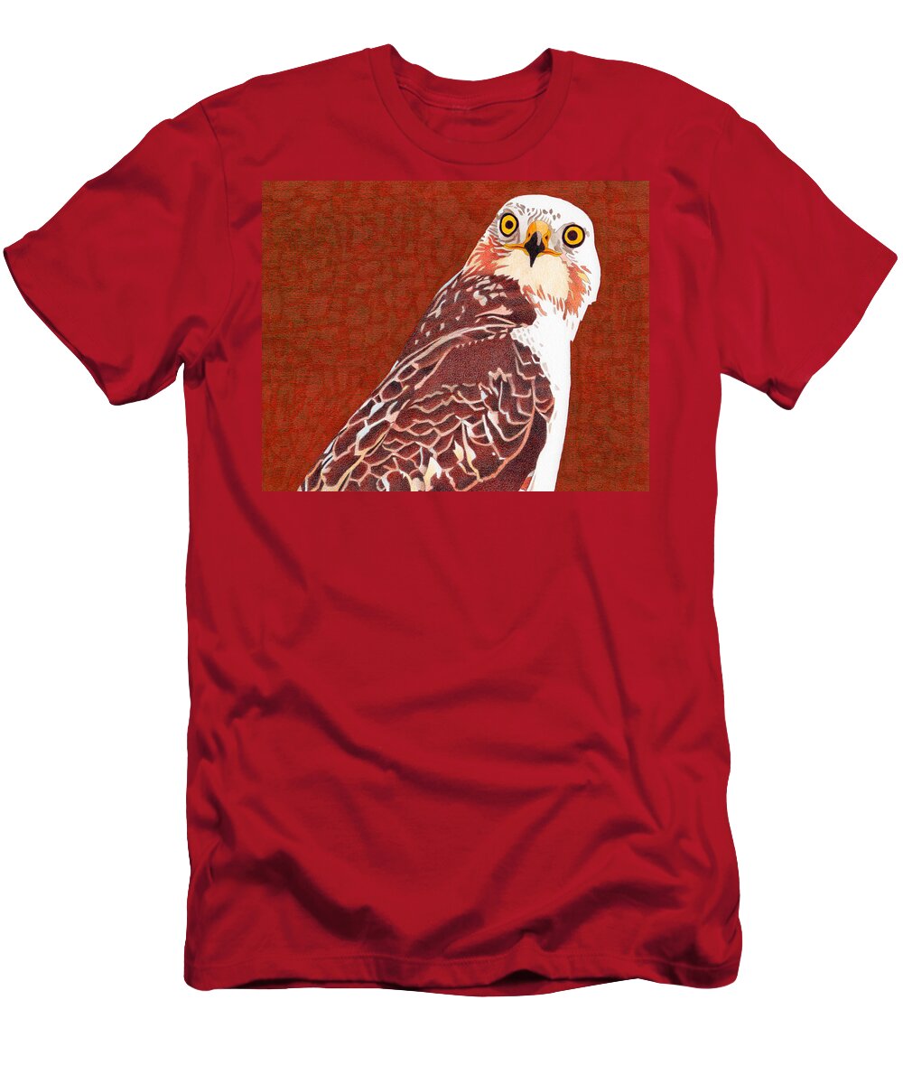 Art T-Shirt featuring the drawing Yellow Eyed Hawk by Dan Miller