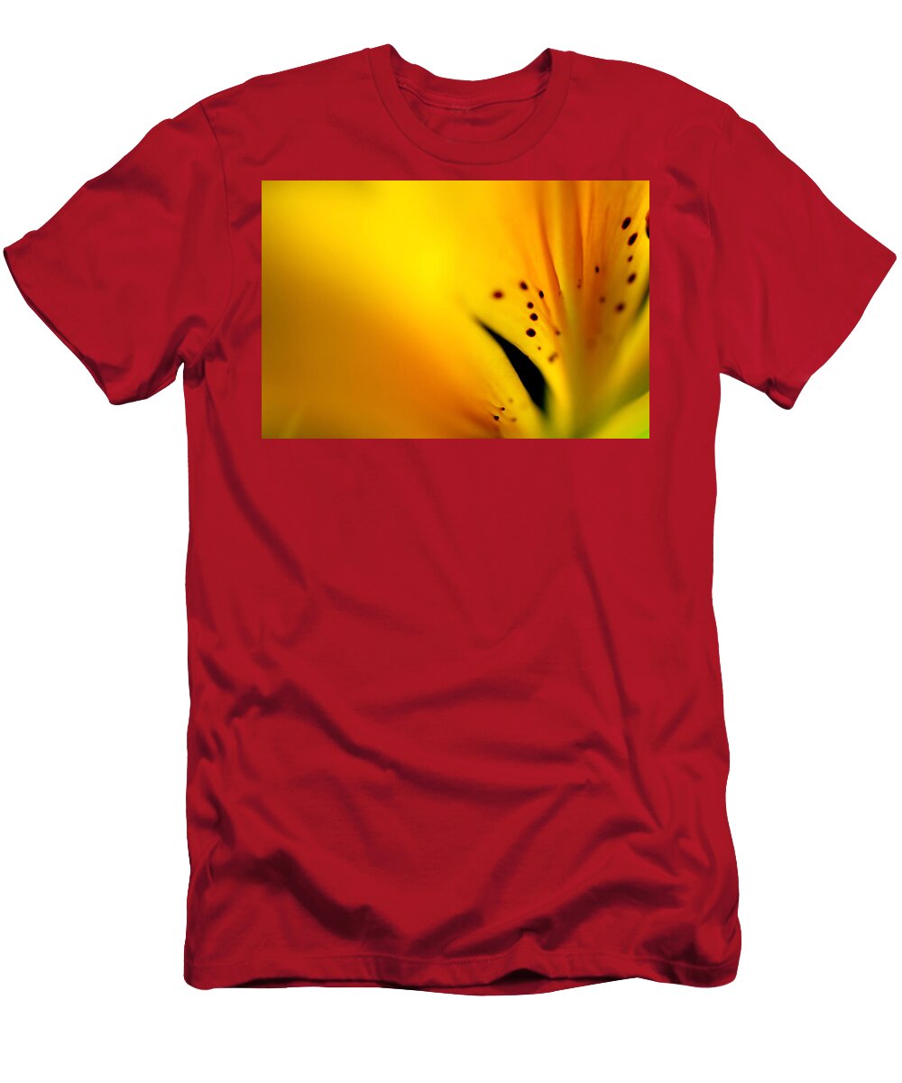 Macro T-Shirt featuring the photograph Yellow Infinity. Lily Macro by Jenny Rainbow