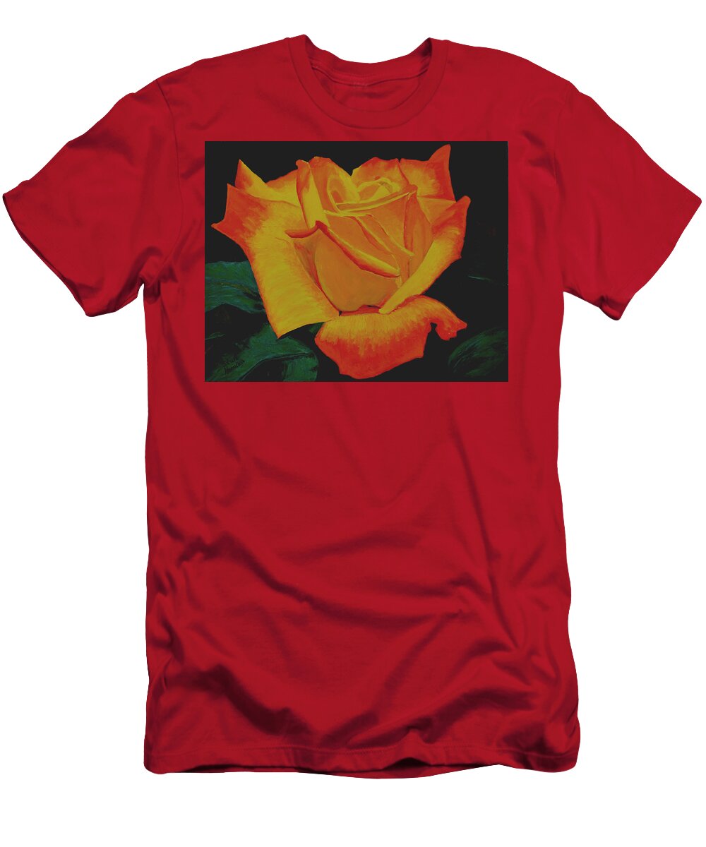 Yellow Rose T-Shirt featuring the painting Yellow Rose by Stan Hamilton
