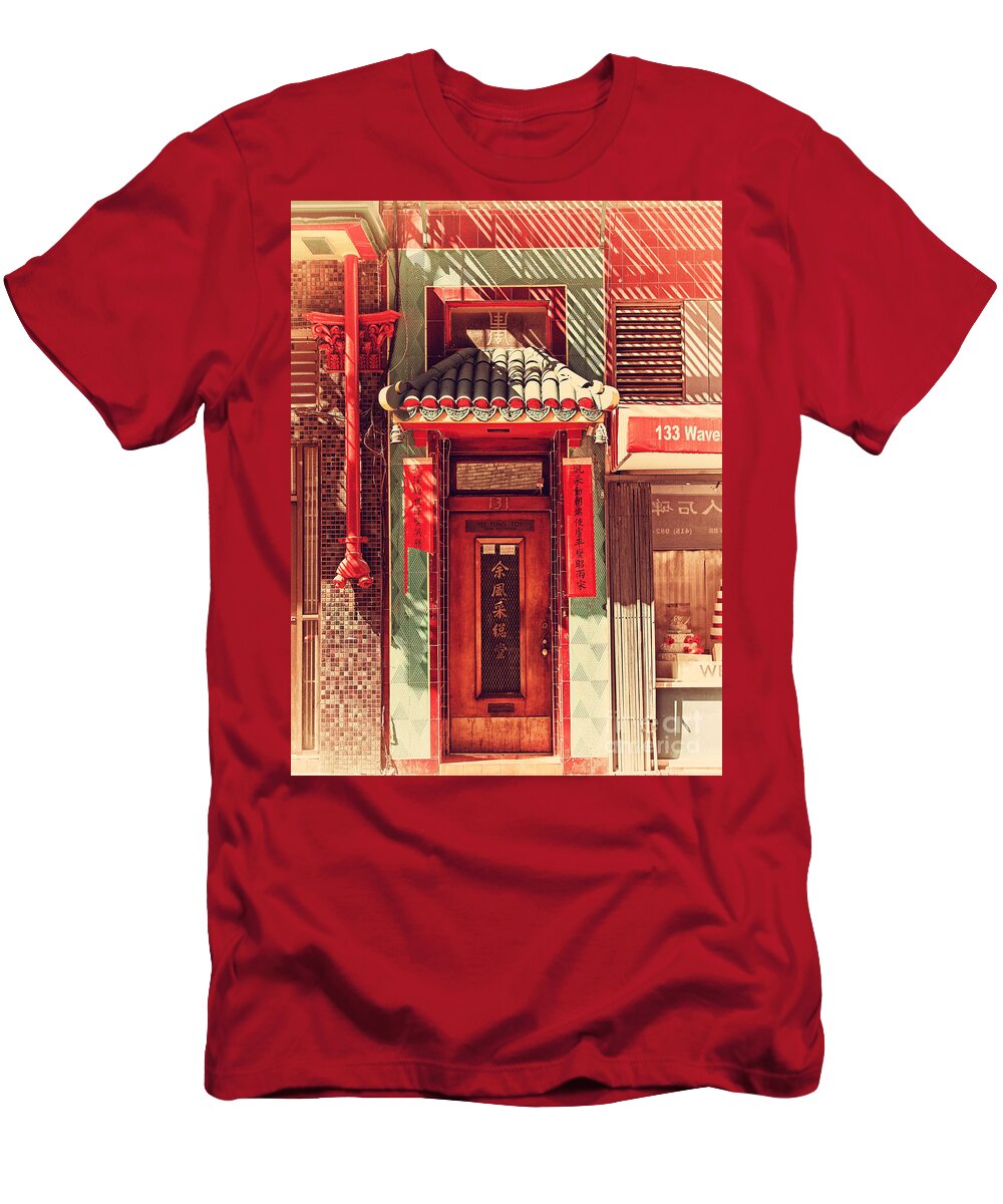 Retro T-Shirt featuring the photograph Chinatown Door . 7D7406 by Wingsdomain Art and Photography
