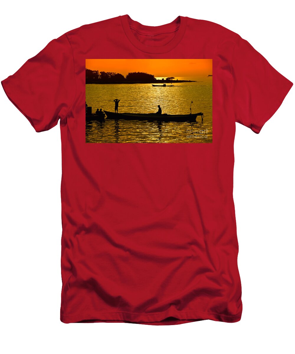 Sea T-Shirt featuring the photograph Golden Evening by Charuhas Images