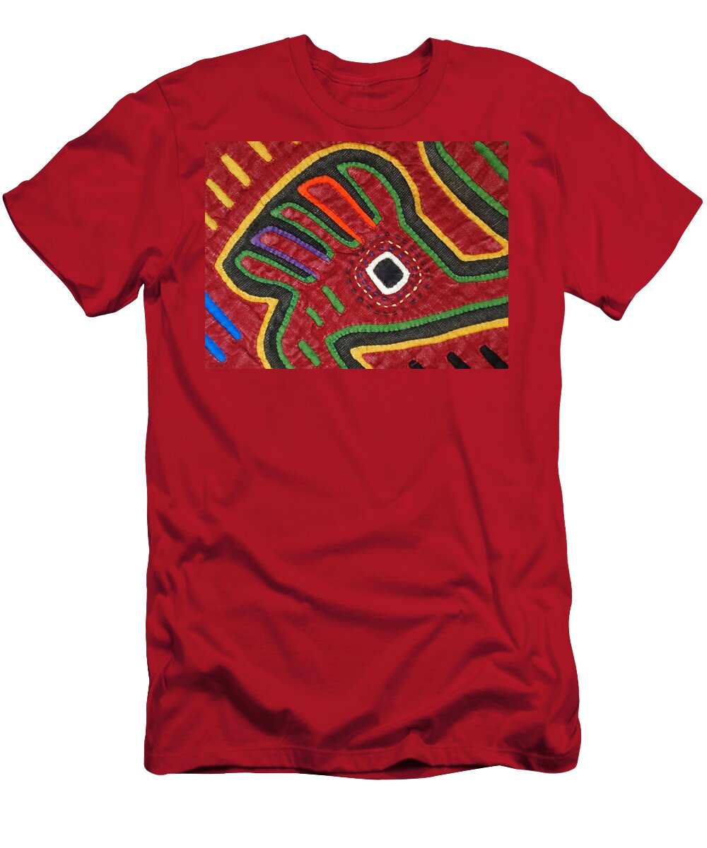 Mola T-Shirt featuring the photograph Mola Textiles of Panama by Kathy Clark