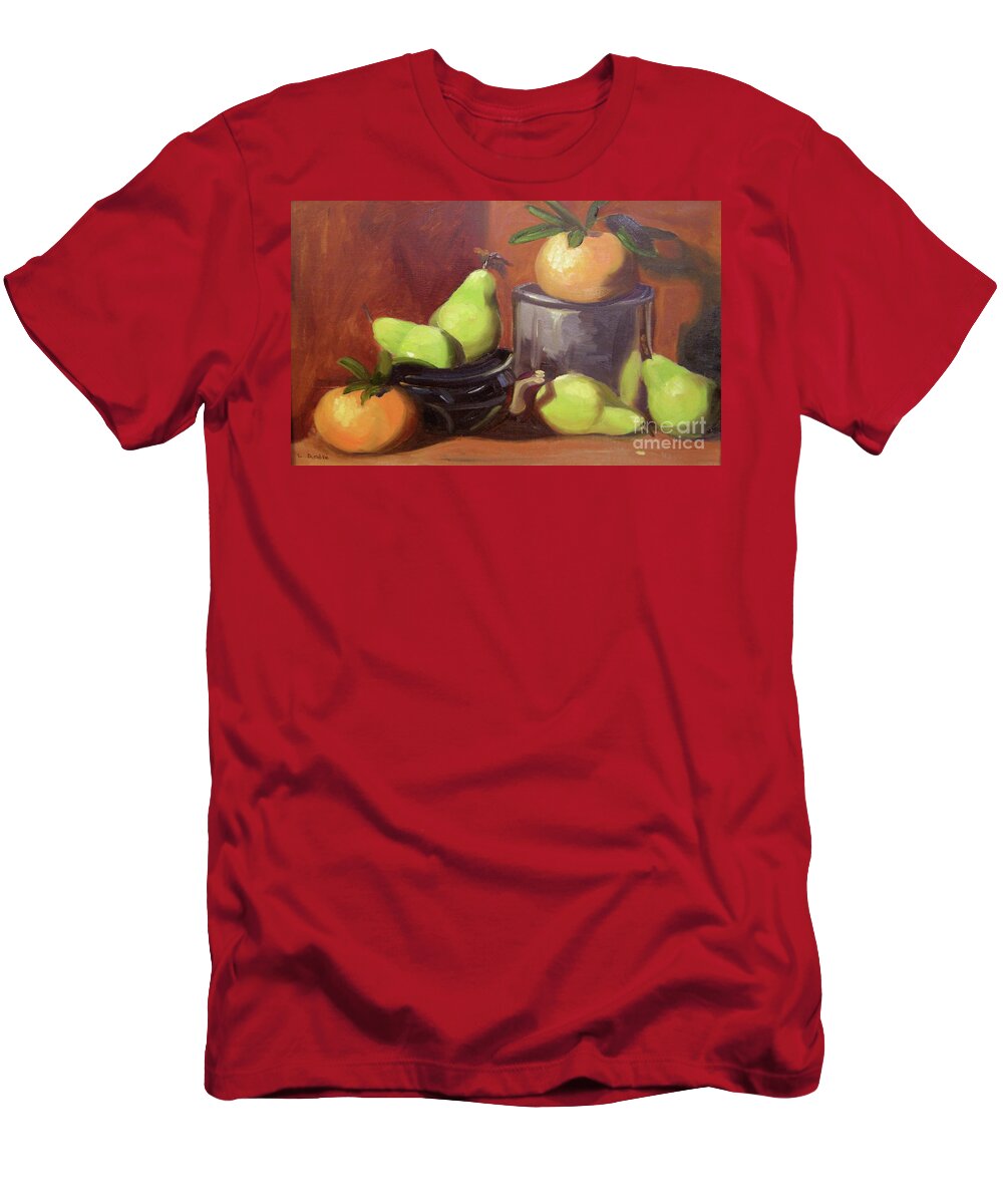 Still Life T-Shirt featuring the painting Orange Pears by Lilibeth Andre
