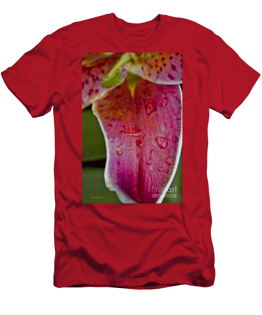 Lillie T-Shirt featuring the photograph Petal and Dew by Deborah Benoit