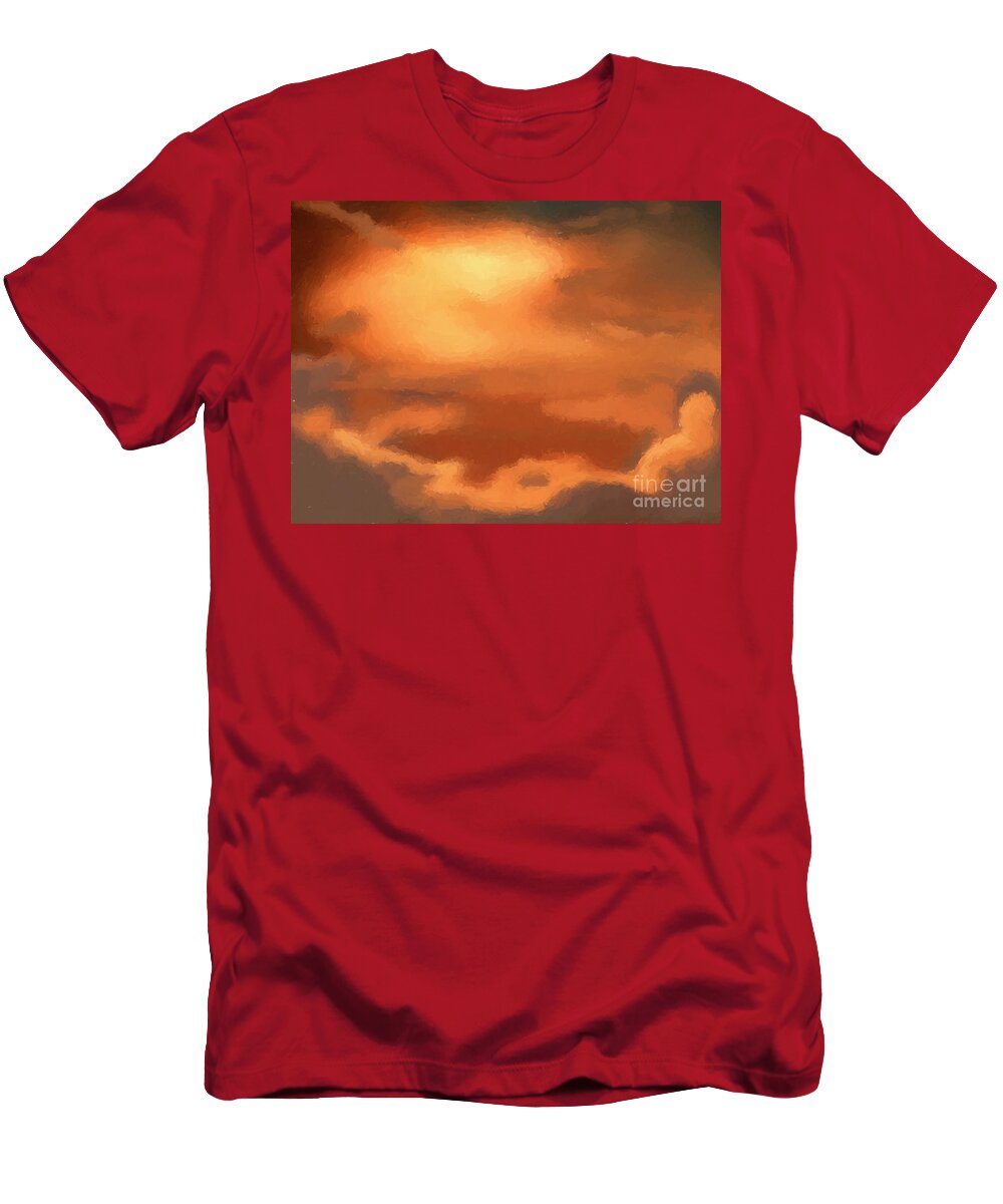 Clouds T-Shirt featuring the painting Sunset clouds by Pixel Chimp