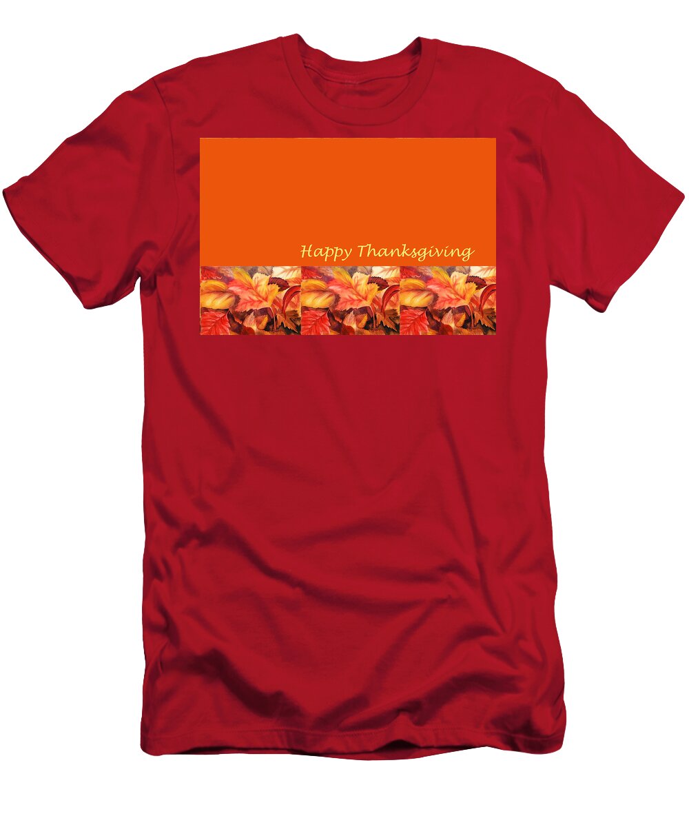 Fall T-Shirt featuring the painting Thanksgiving Card by Irina Sztukowski