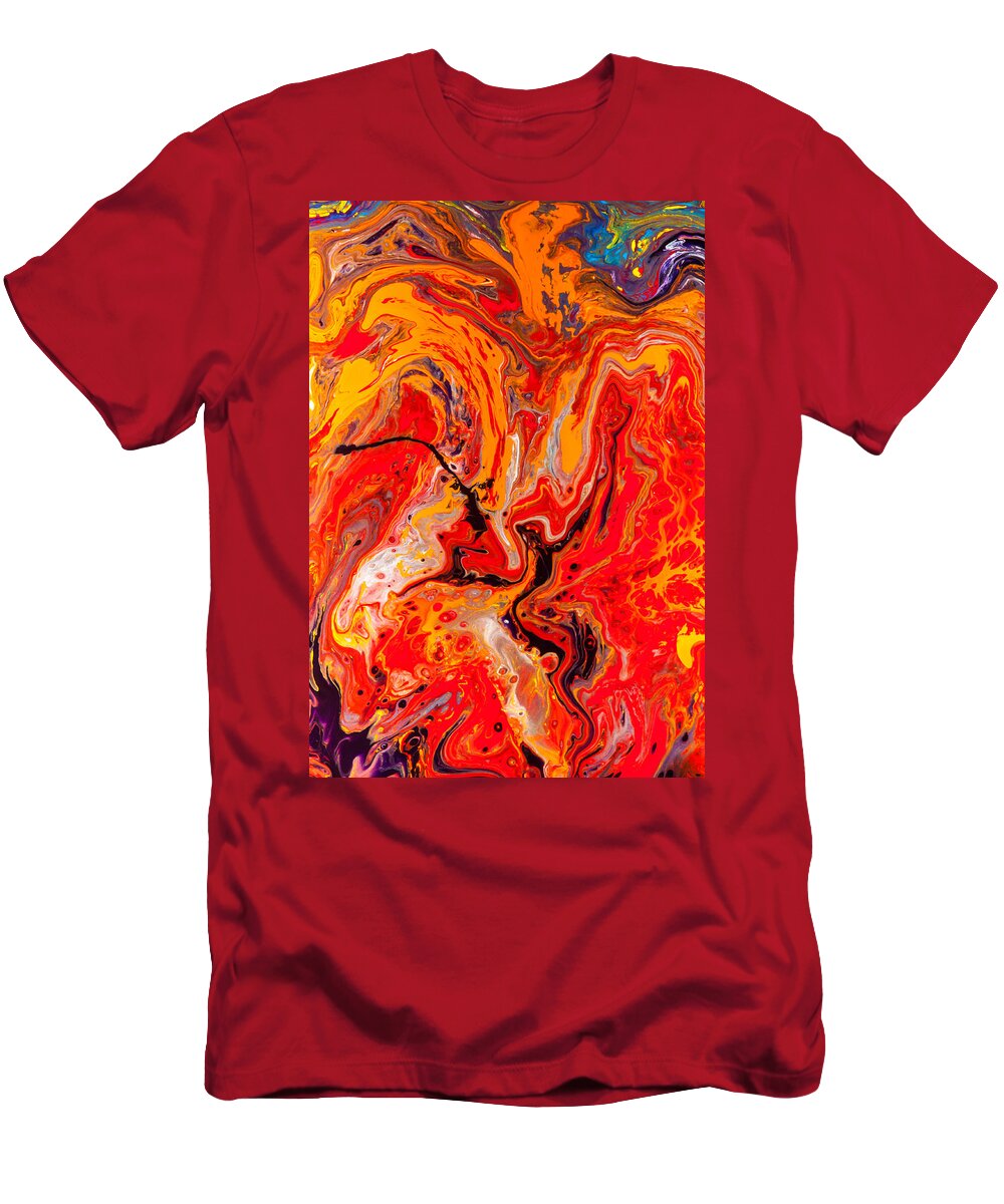Abstract T-Shirt featuring the painting Belly Dancers - Abstract Colorful Mixed Media Painting by Modern Abstract