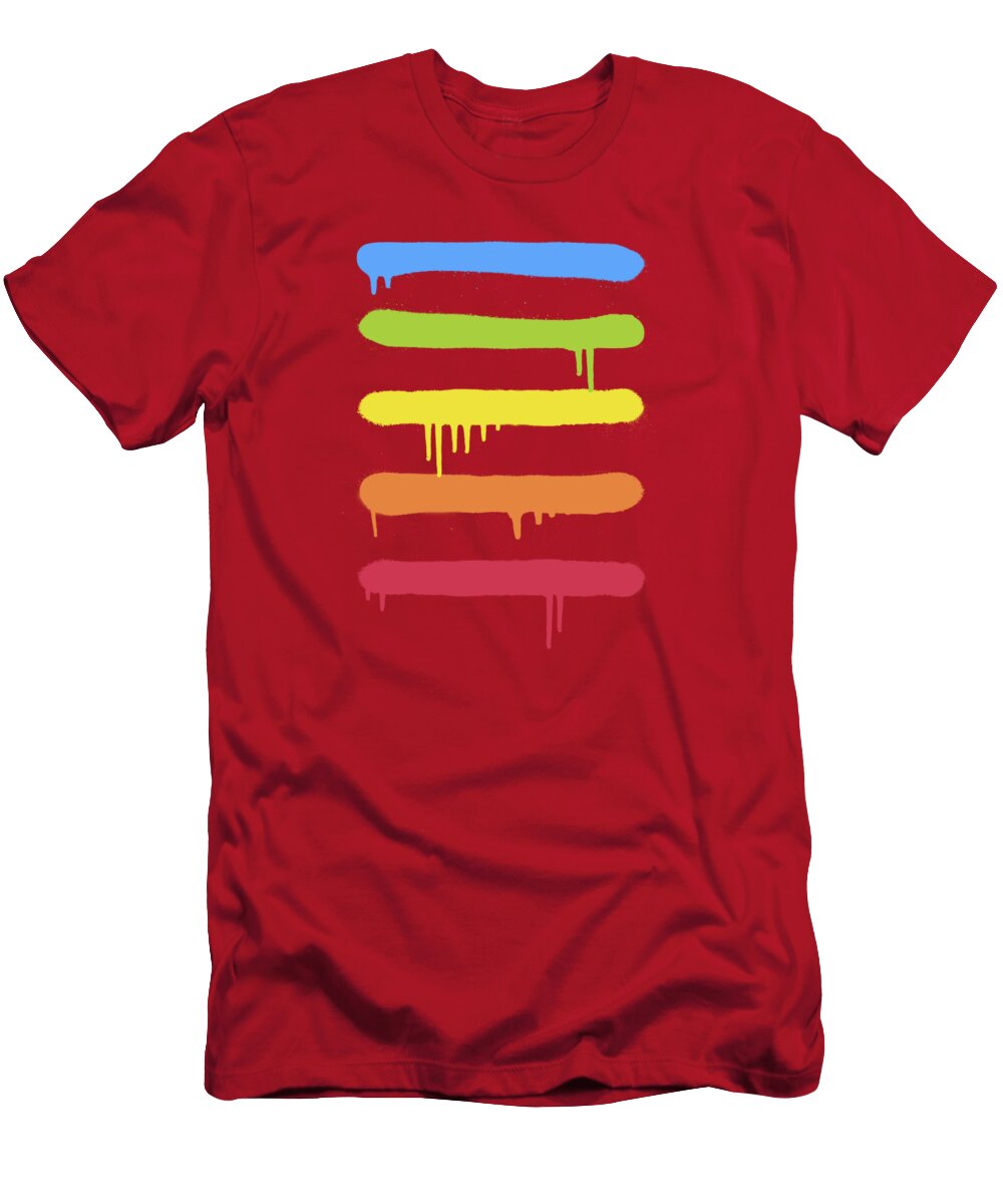 Rainbow T-Shirt featuring the digital art Trendy Cool Graffiti Tag Lines by Philipp Rietz