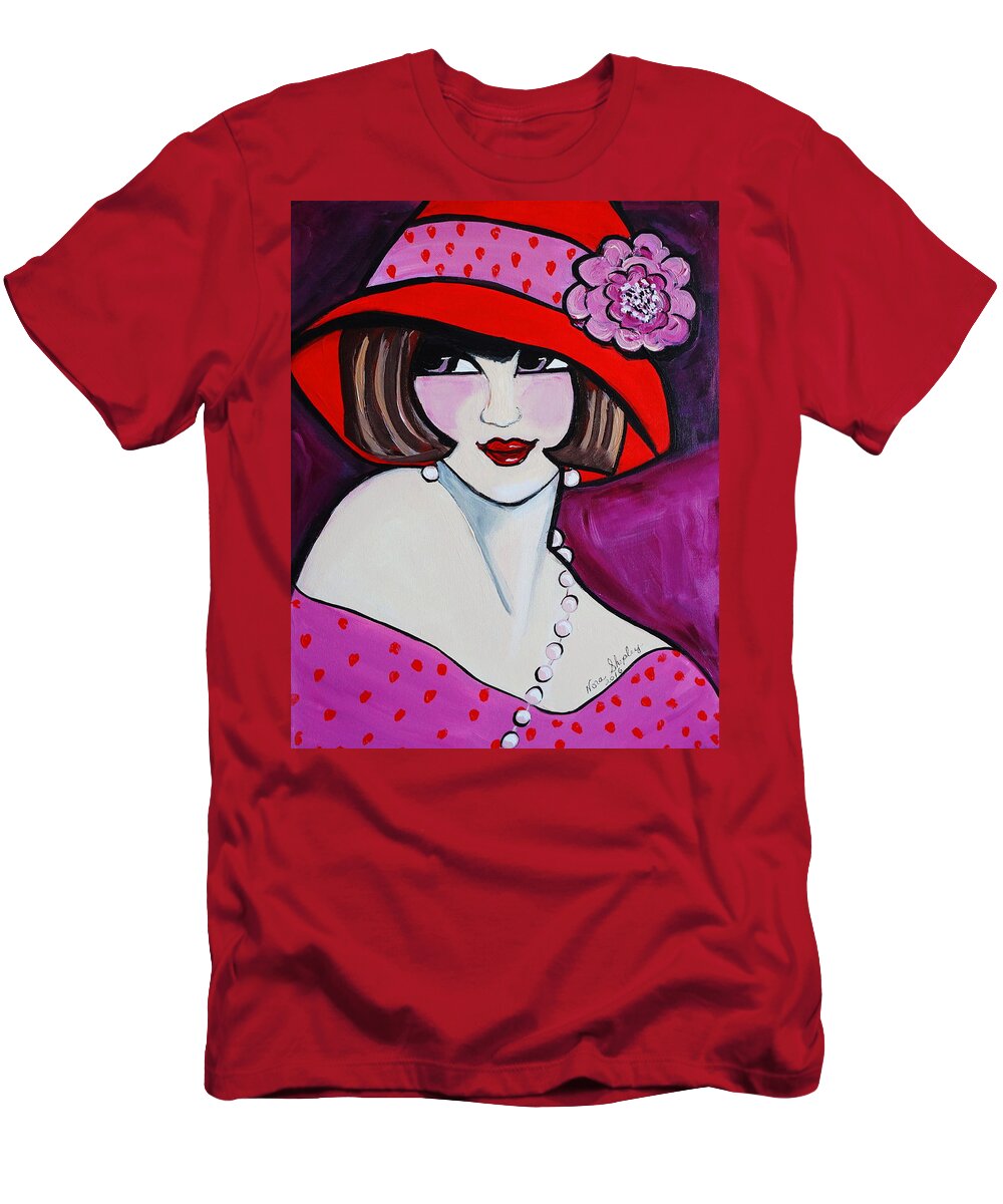 1920's Girl Ella T-Shirt featuring the painting 1920's Girl Ella by Nora Shepley