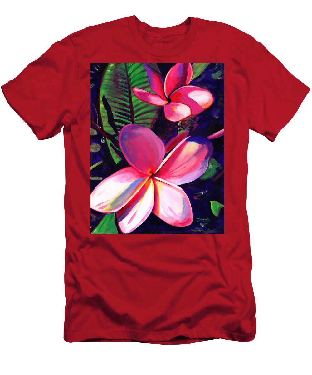 Pink Plumeria T-Shirt featuring the painting Aloha by Marionette Taboniar