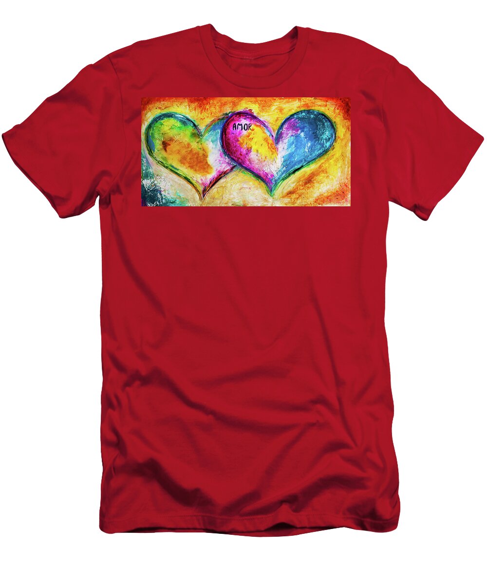 Heart T-Shirt featuring the painting Amor Amor #1 by Ivan Guaderrama