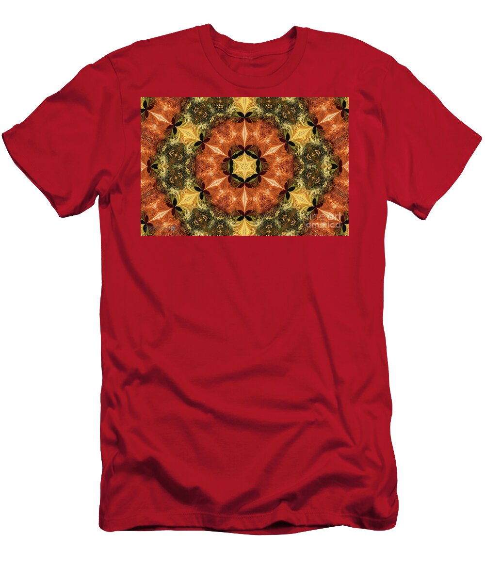 Mccombie T-Shirt featuring the digital art Autumn Colours Kaleidoscope #2 by J McCombie