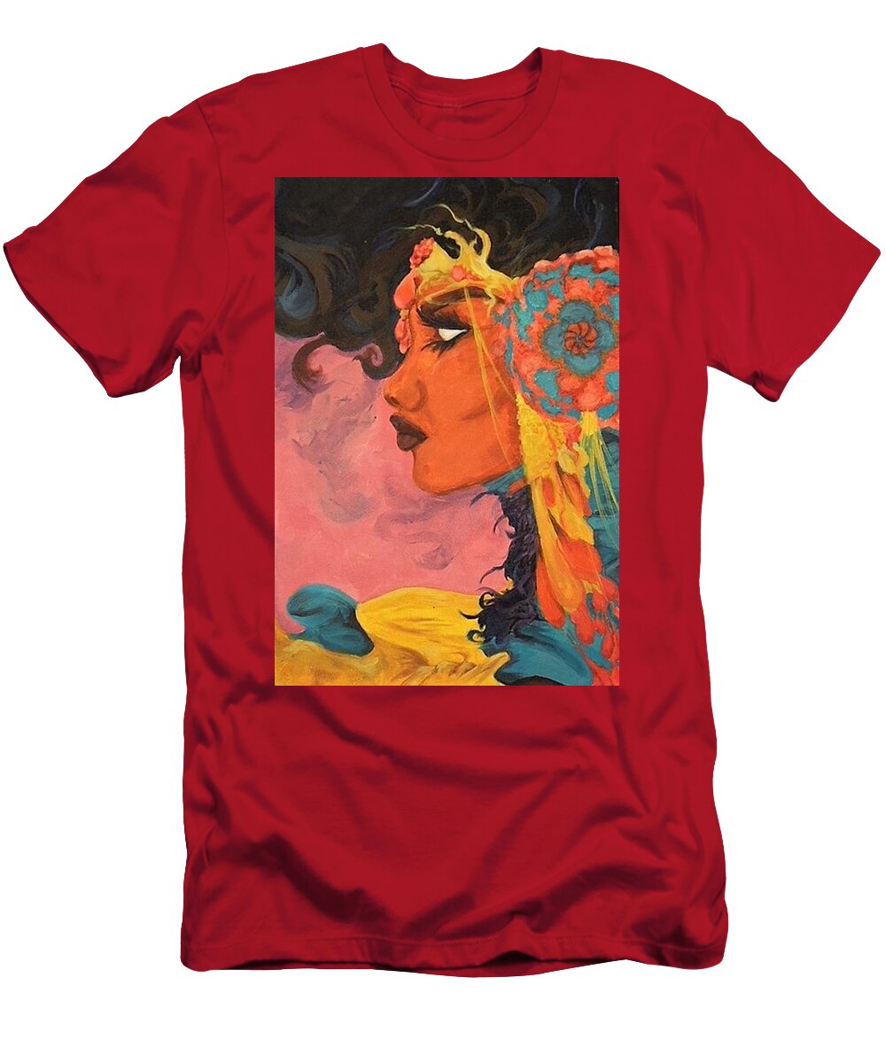 Black Woman Magic T-Shirt featuring the painting Bedouin Dreams #1 by Vanessa Harrison