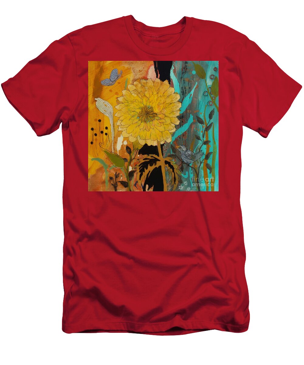 Big Yella T-Shirt featuring the painting Big Yella #1 by Robin Pedrero