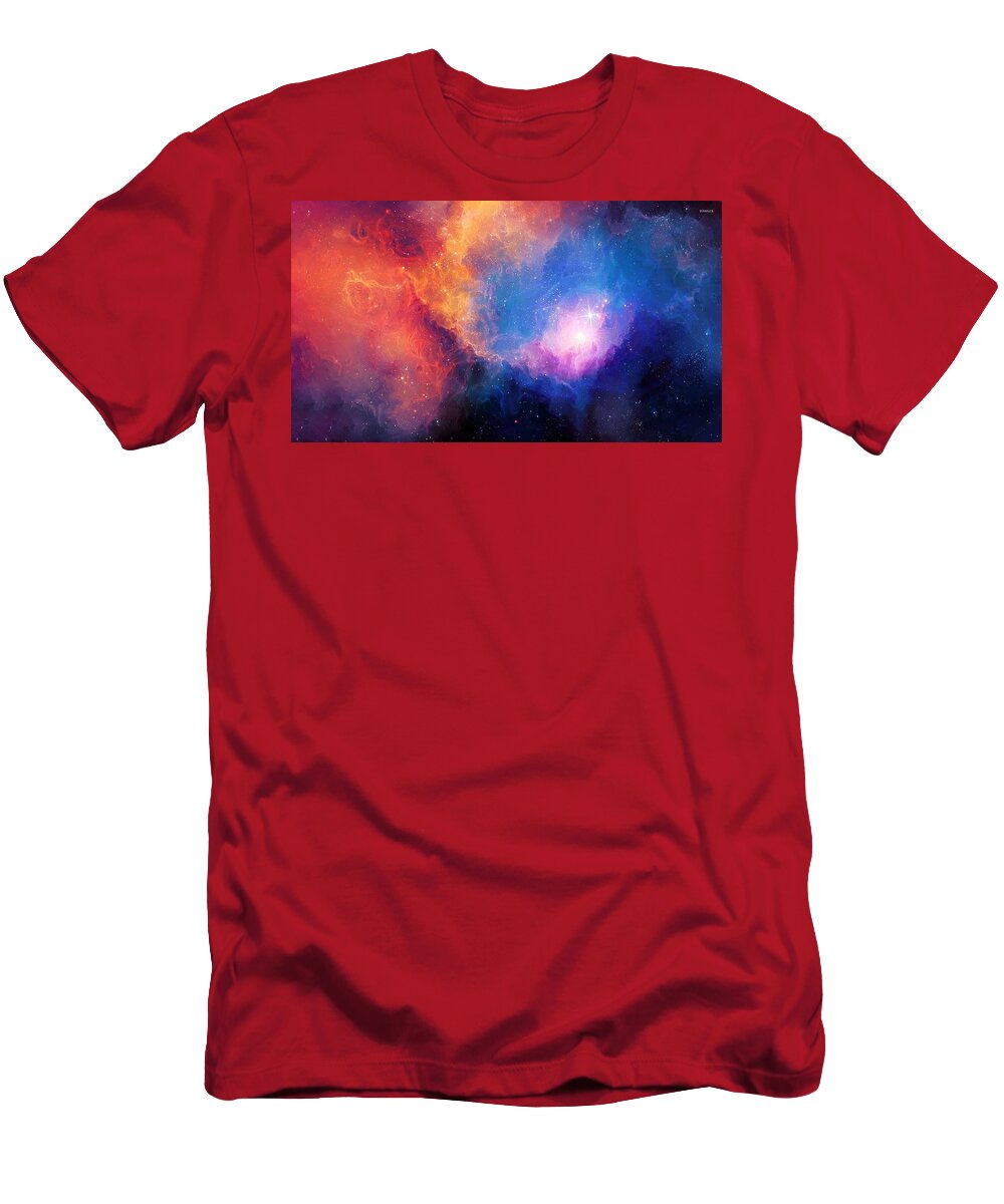 Galaxy T-Shirt featuring the painting Colorful-nebula-21963-1920x1080 1 #1 by Celestial Images