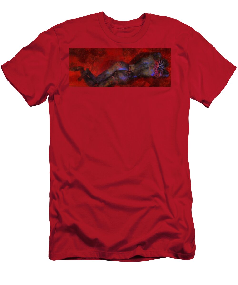  T-Shirt featuring the digital art Ebony Day Dreaming #1 by Mario Carta