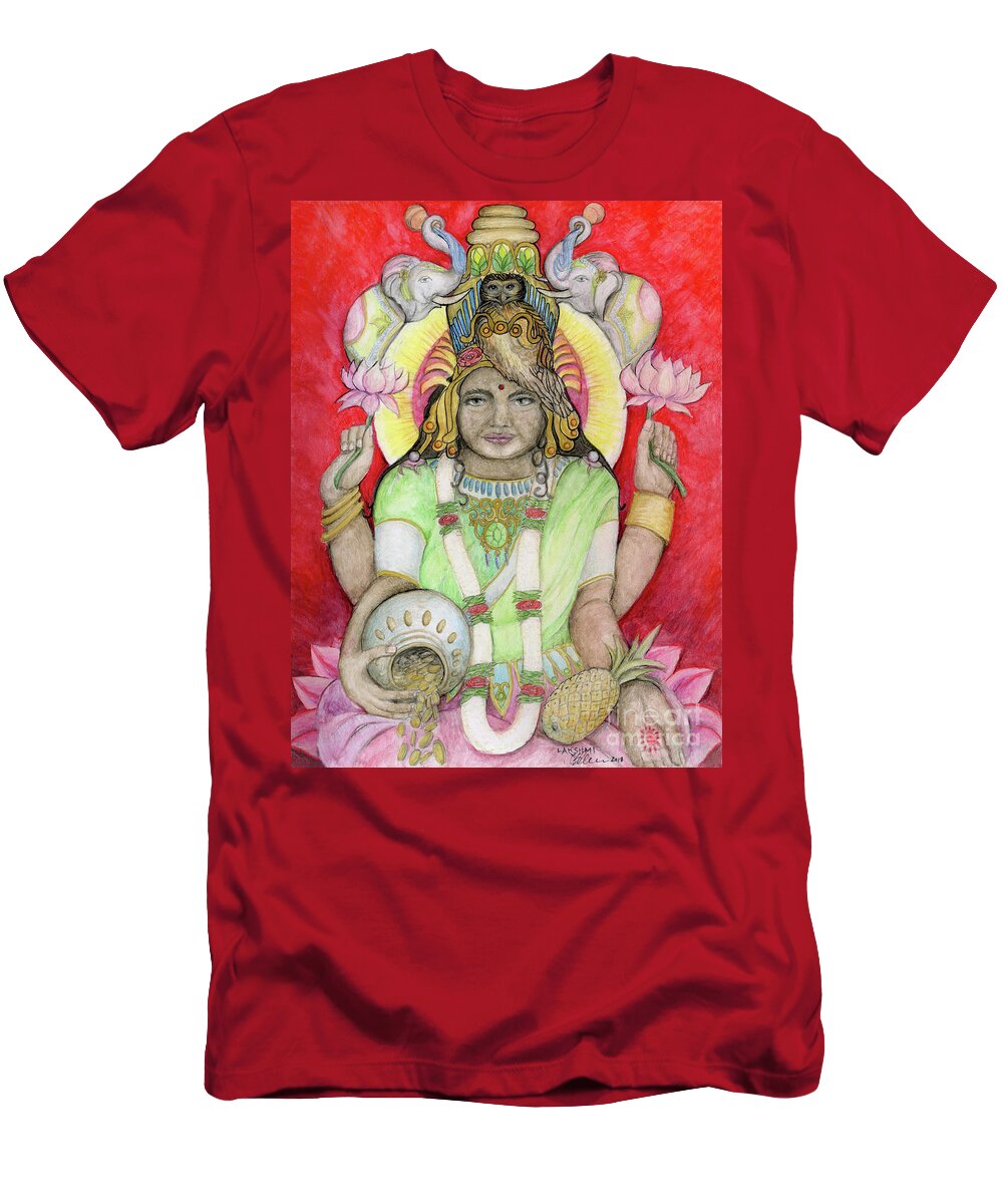 Lakshmi T-Shirt featuring the painting Lakshmi by Jo Thomas Blaine