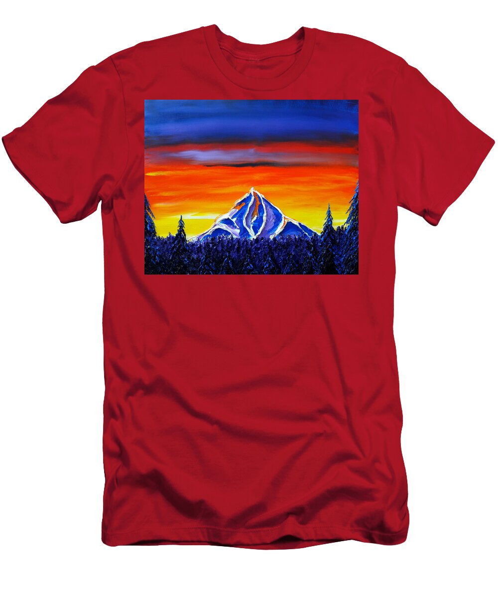  T-Shirt featuring the painting Mount Hood At Dusk #77 #1 by James Dunbar