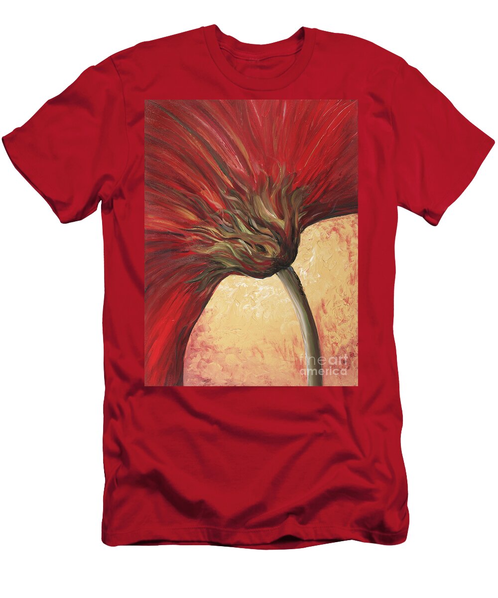 Floral T-Shirt featuring the painting Power of Red by Nadine Rippelmeyer