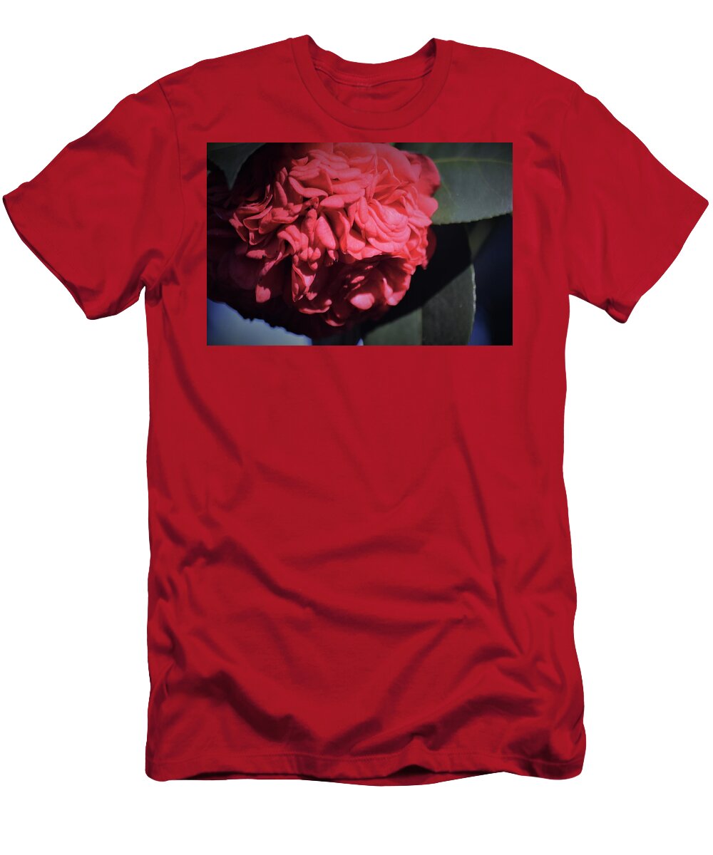 Ruffled Camellia T-Shirt featuring the painting Ruffled Camellia #1 by Warren Thompson
