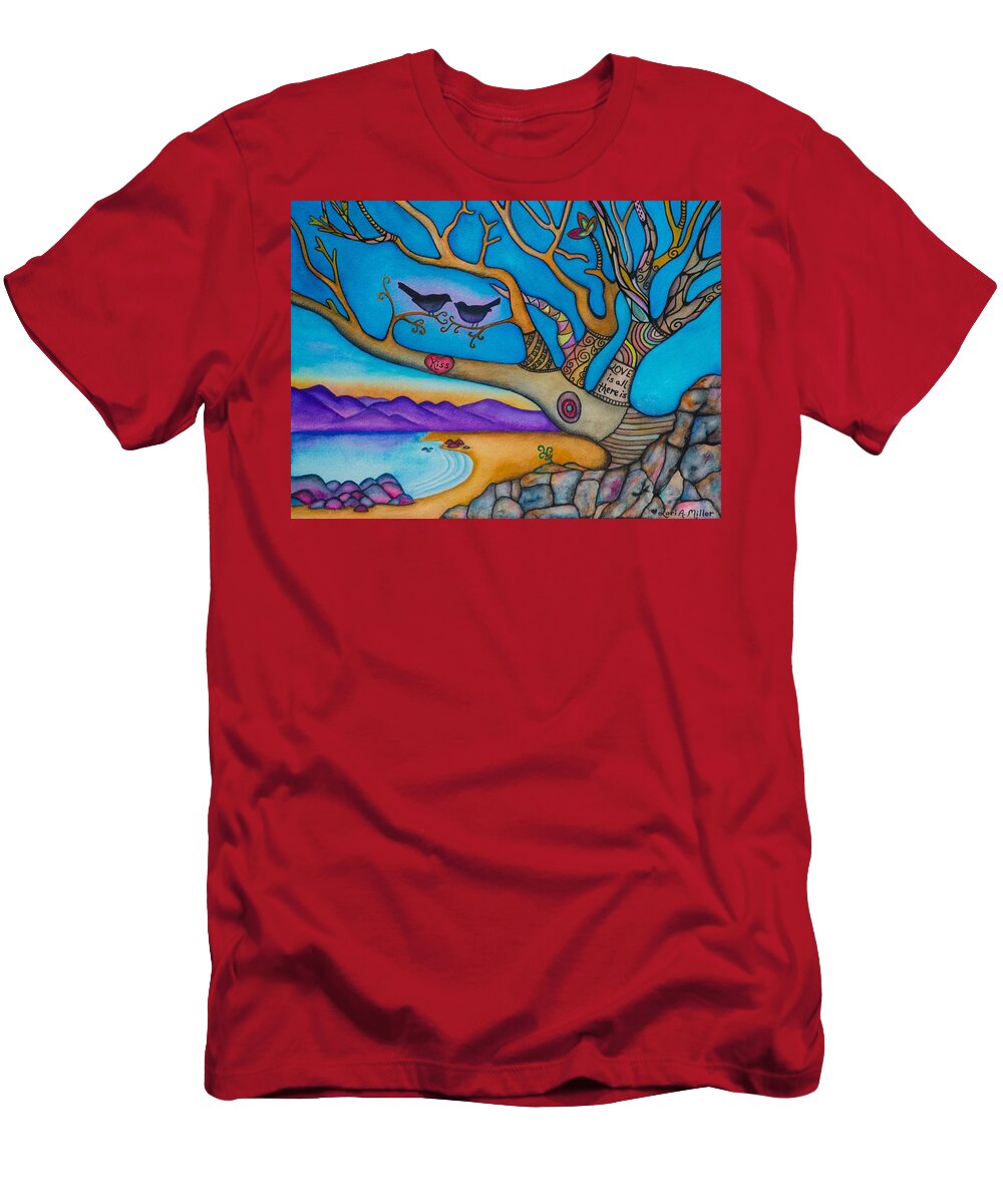 Love T-Shirt featuring the painting The Kiss and Love is All There IS by Lori Miller