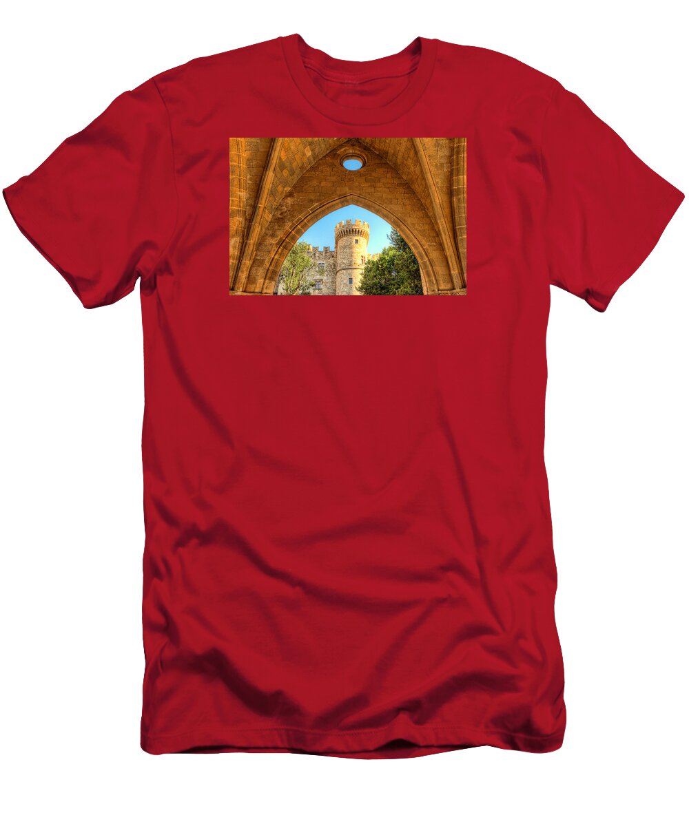 Aegean T-Shirt featuring the photograph The Palace of the Grand Master in Rhodes - Greece #1 by Constantinos Iliopoulos