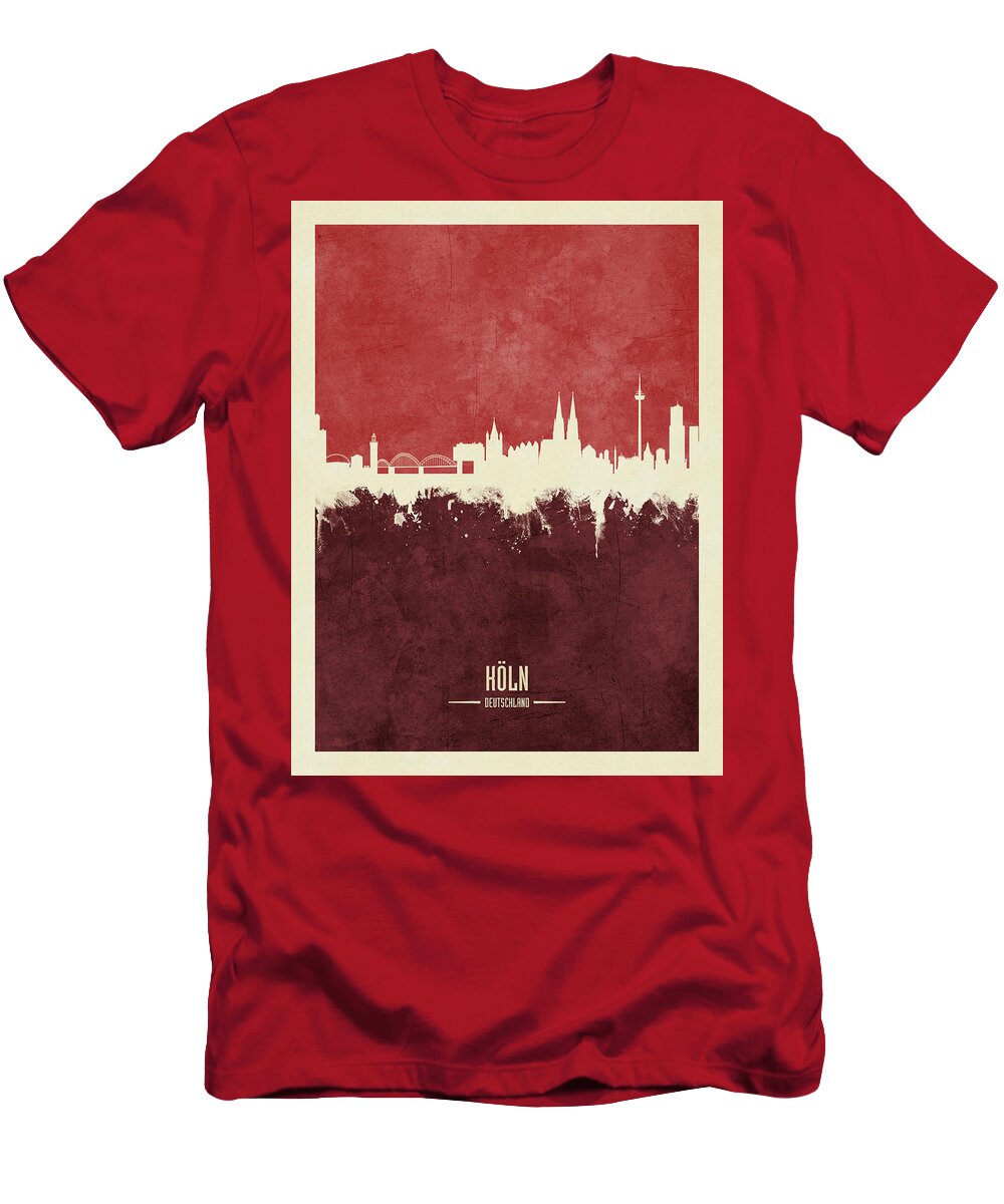 Cologne T-Shirt featuring the digital art Cologne Germany Skyline #10 by Michael Tompsett