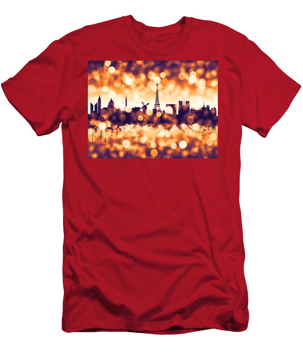 Paris T-Shirt featuring the digital art Paris France Skyline #12 by Michael Tompsett