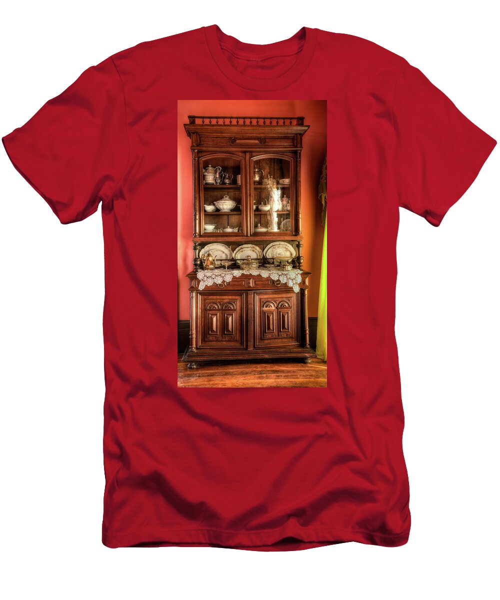 18th T-Shirt featuring the photograph 18th Century Display China Cabinet by Douglas Barnett