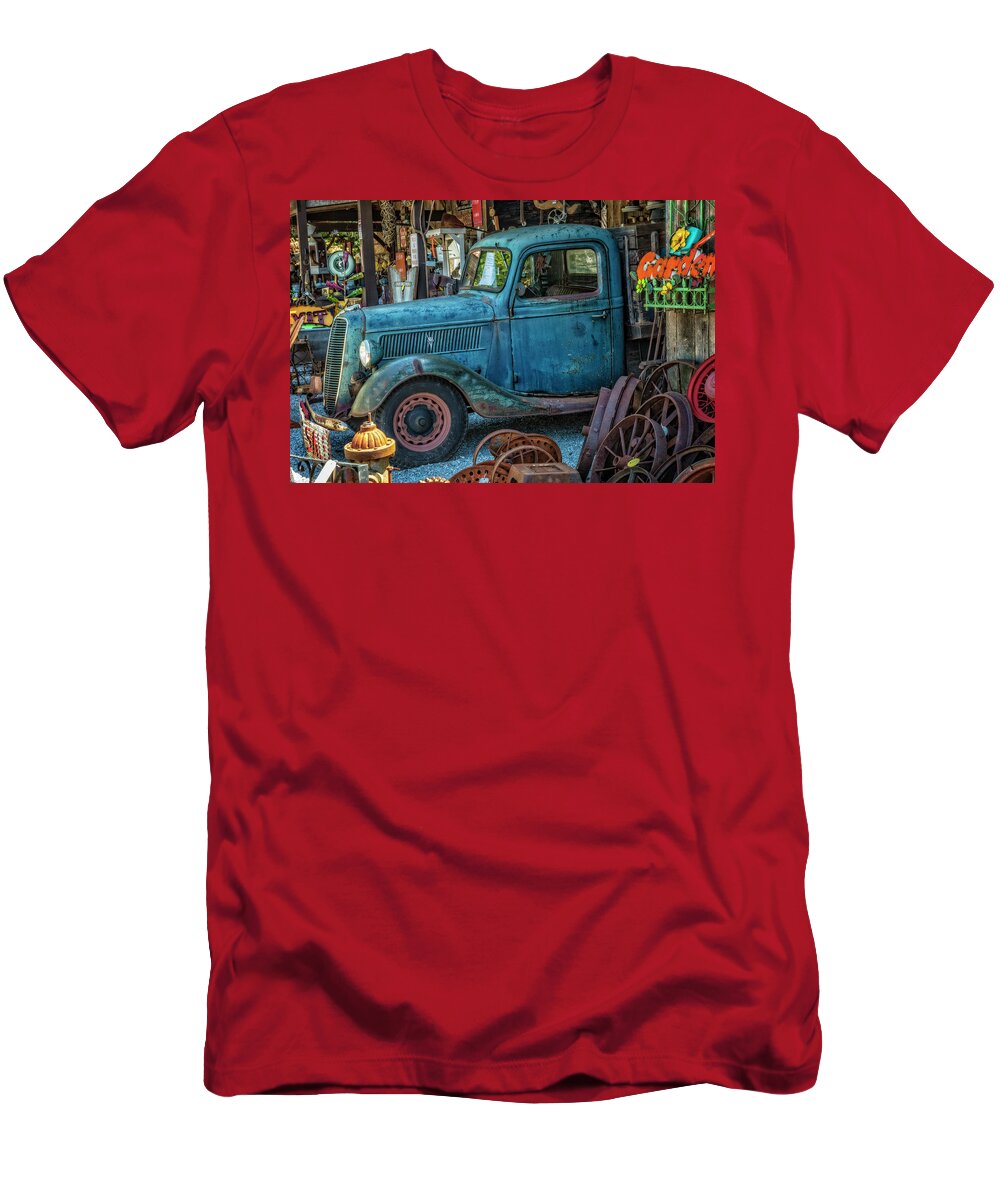 1930s T-Shirt featuring the photograph 1937 Big Blue V8 Ford Pickup Truck by Debra and Dave Vanderlaan
