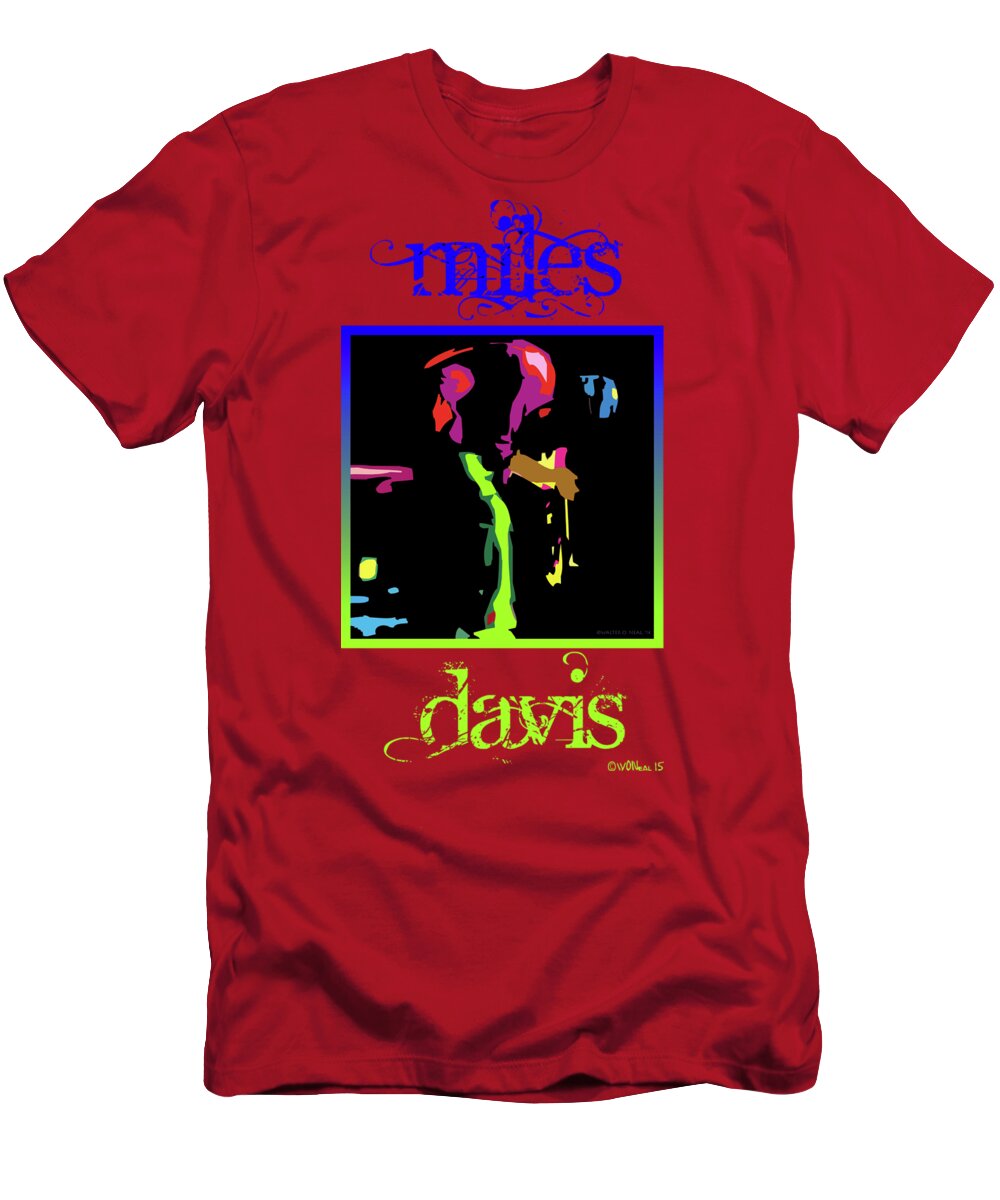 Male Portraits T-Shirt featuring the digital art Miles Davis #2 by Walter Neal