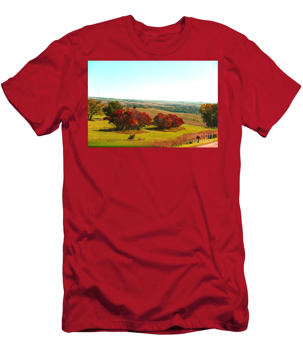 Red Trees T-Shirt featuring the photograph 2 Red Tree by Yumi Johnson