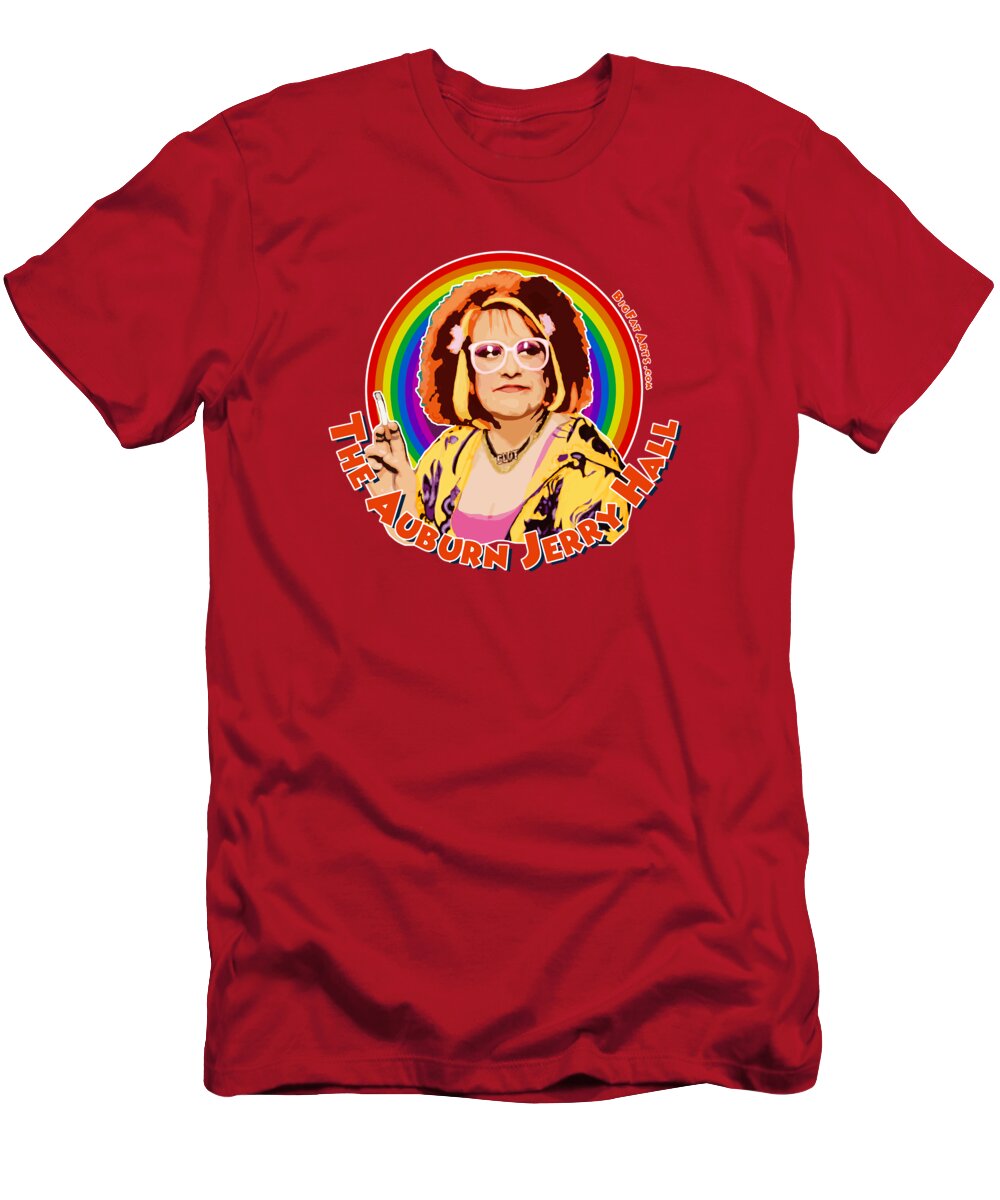 Auburn Jerry Hall Kathy Burke Gimme Gimme Gimme Vile Pussy Person Gay Laziness T-Shirt featuring the digital art The Auburn Jerry Hall by Big Fat Arts