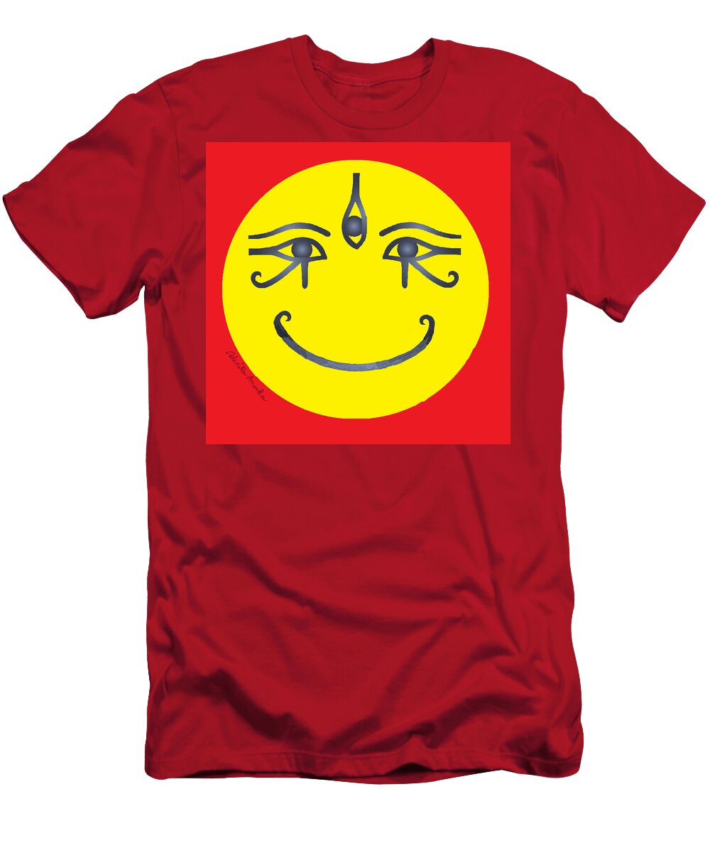 3 Eyes Smile T-Shirt featuring the tapestry - textile 3 Eyes Smiling by Adenike AmenRa