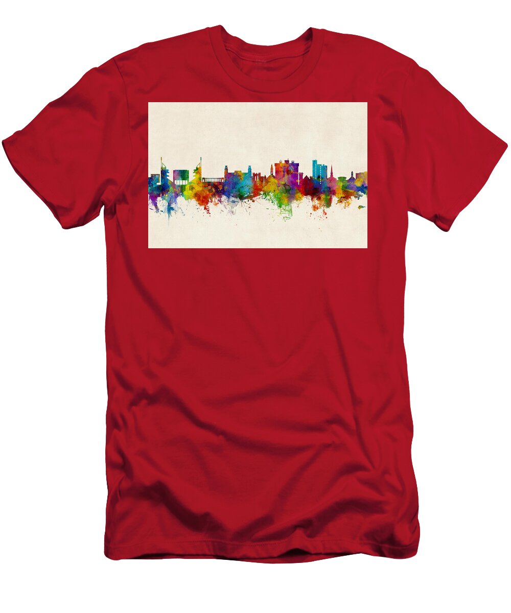 Fayetteville T-Shirt featuring the digital art Fayetteville Arkansas Skyline #4 by Michael Tompsett
