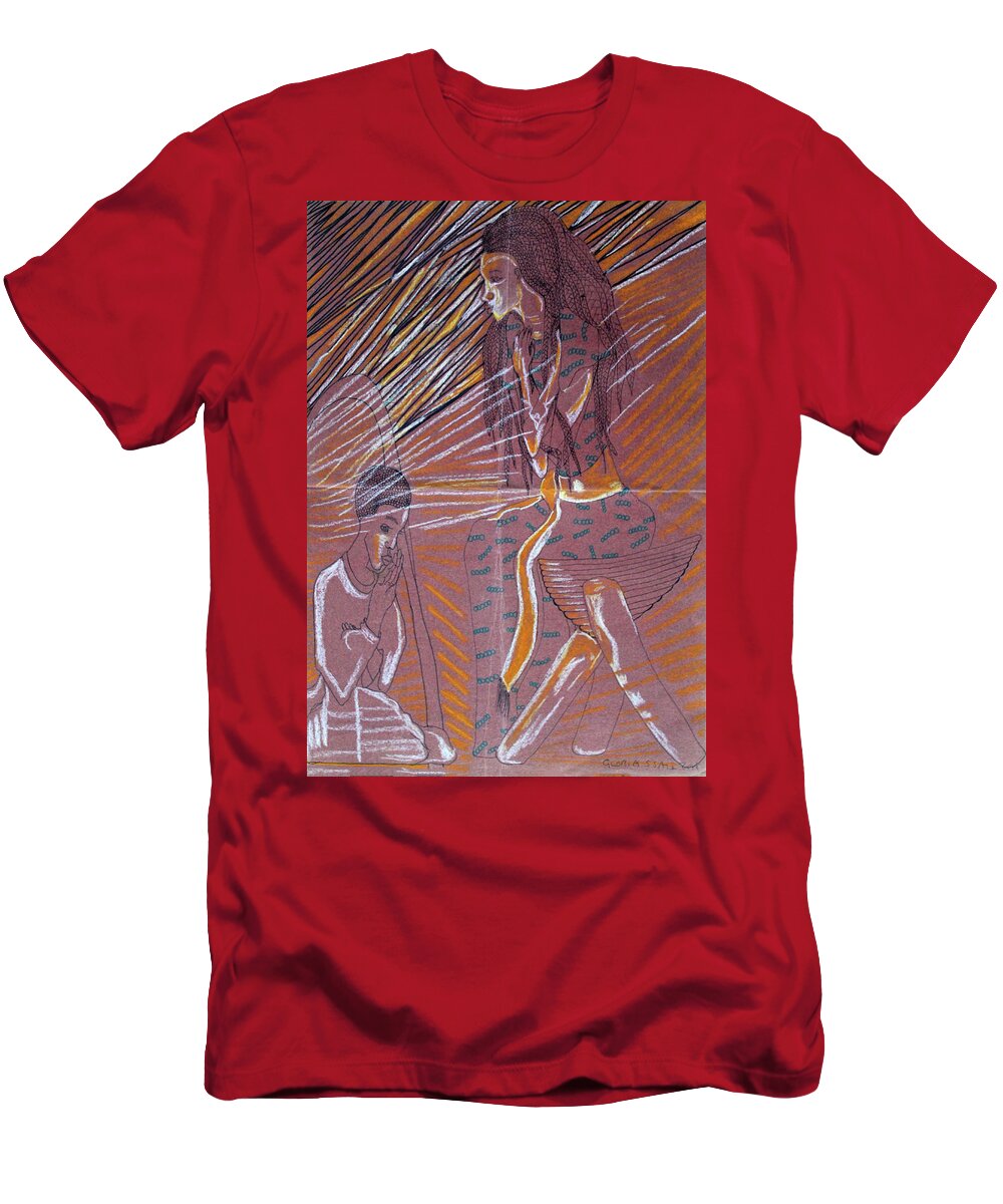 Jesus T-Shirt featuring the painting The Annunciation #52 by Gloria Ssali