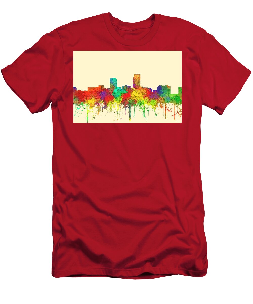 Omaha Nebraska Skyline T-Shirt featuring the digital art Omaha Nebraska Skyline #6 by Marlene Watson