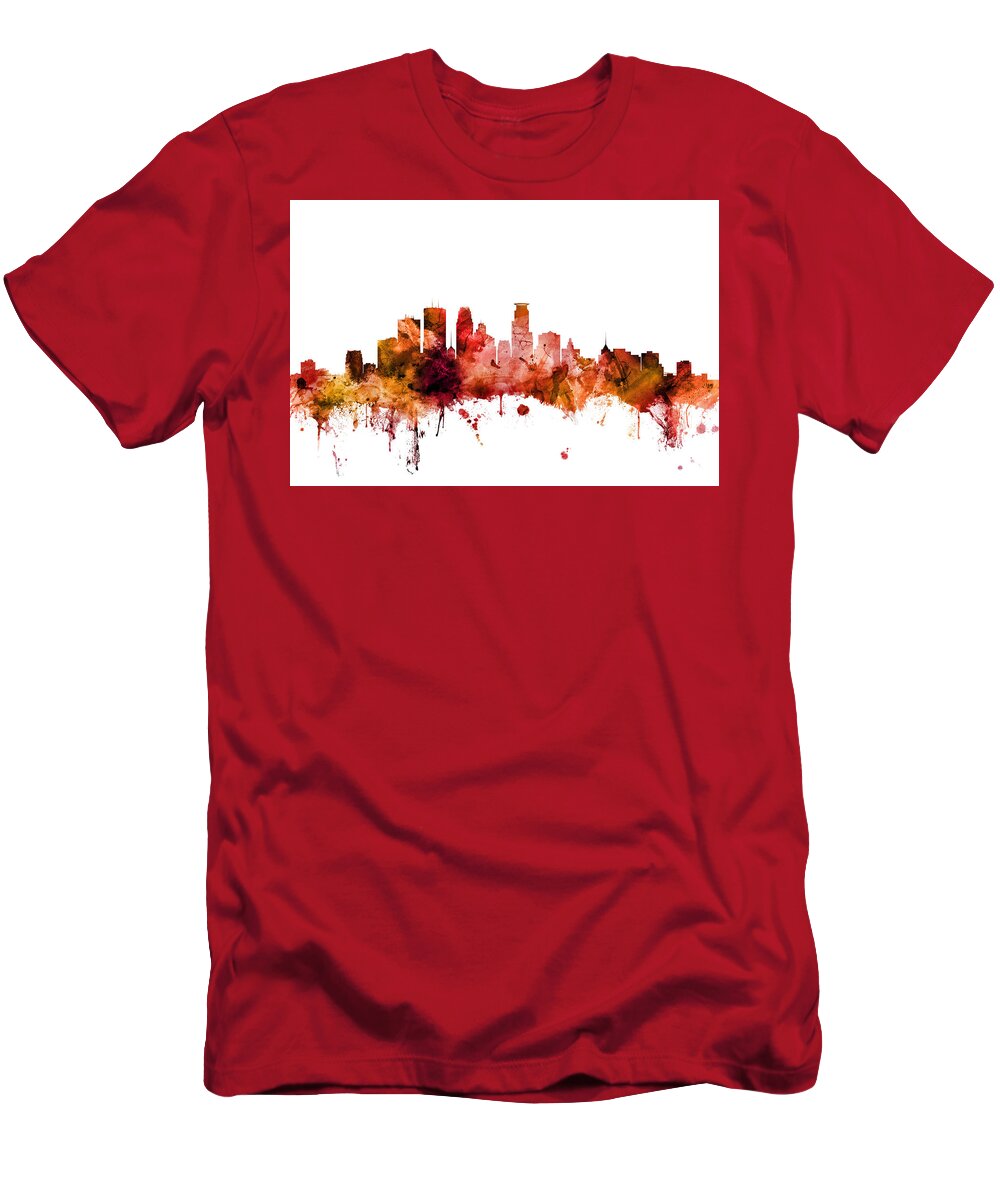 Minneapolis T-Shirt featuring the digital art Minneapolis Minnesota Skyline #9 by Michael Tompsett