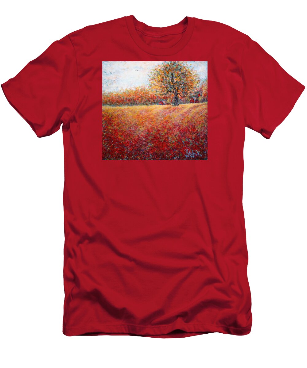 Autumn Landscape T-Shirt featuring the painting A Beautiful Autumn Day by Natalie Holland