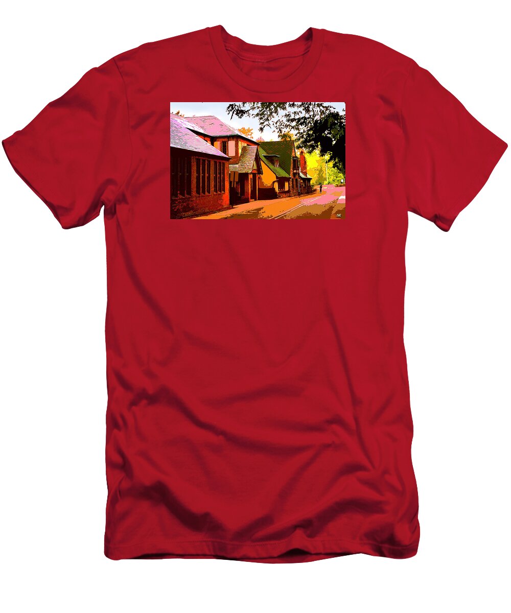 Cityscape T-Shirt featuring the painting A Bicyclist on English Lane by CHAZ Daugherty