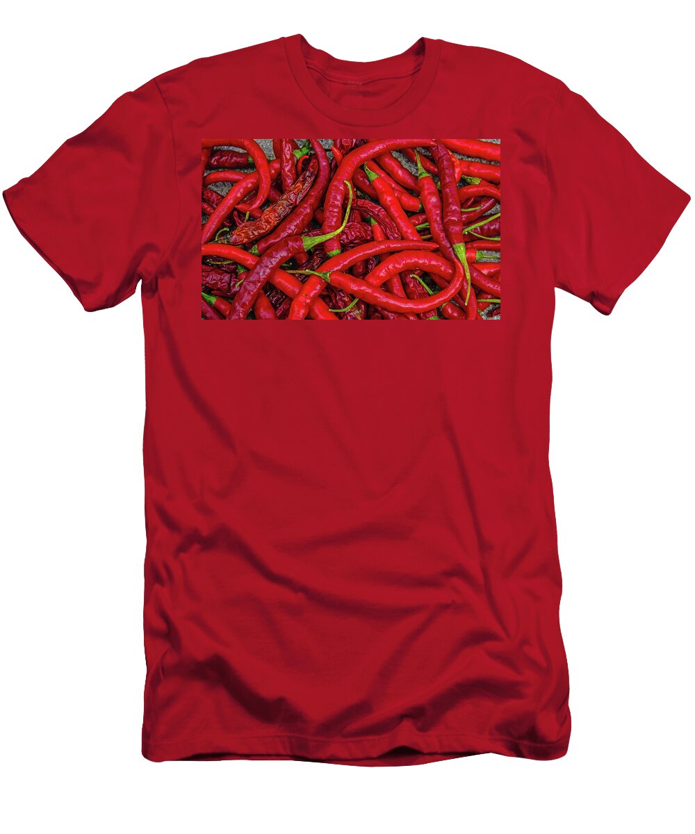 A Peck Of Unpickled Peppers Prints T-Shirt featuring the photograph A Peck of Unpickled Peppers by John Harding
