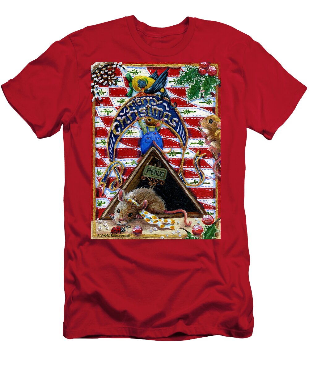 Mice T-Shirt featuring the painting A Sign of Christmas by Jacquelin L Westerman