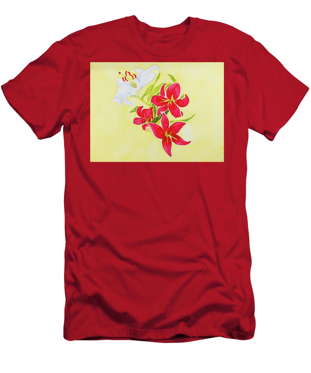 Bouquet T-Shirt featuring the painting A study of Lilies by Dorothy Darden