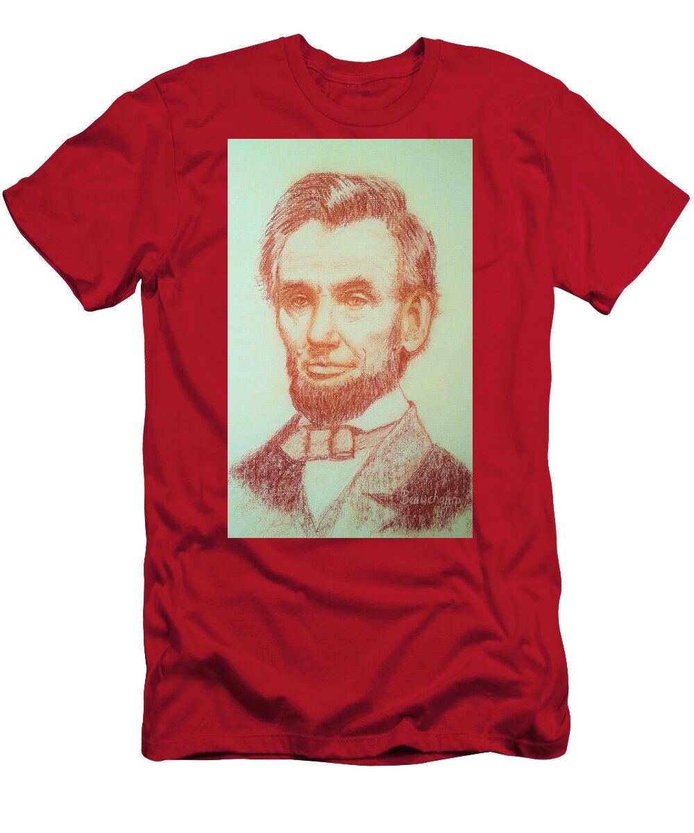 Pastel T-Shirt featuring the pastel Abraham Lincoln - A Noble Face by Nancy Beauchamp