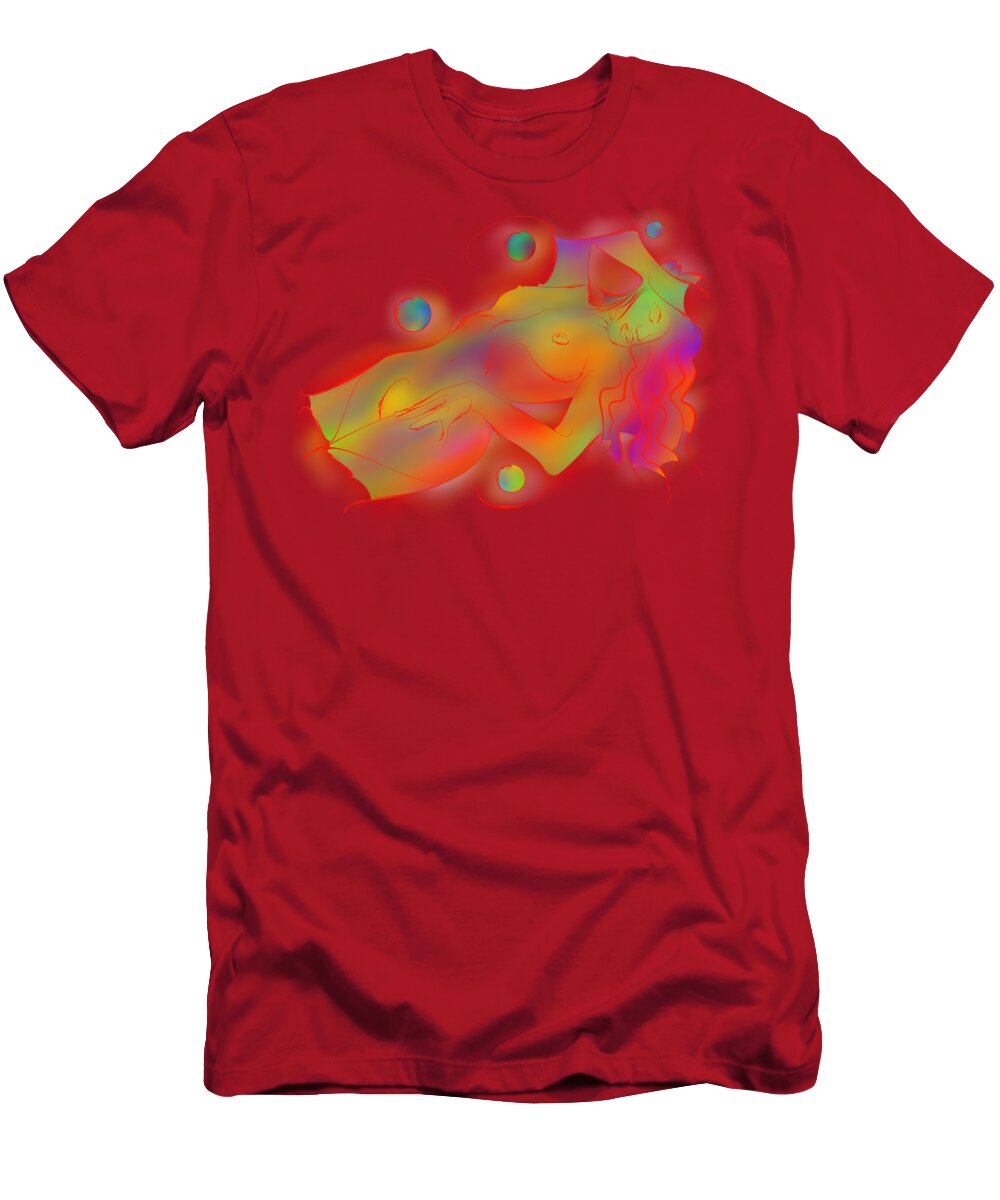 Naked T-Shirt featuring the painting Abstract digital art - Limettina V1 by Cersatti