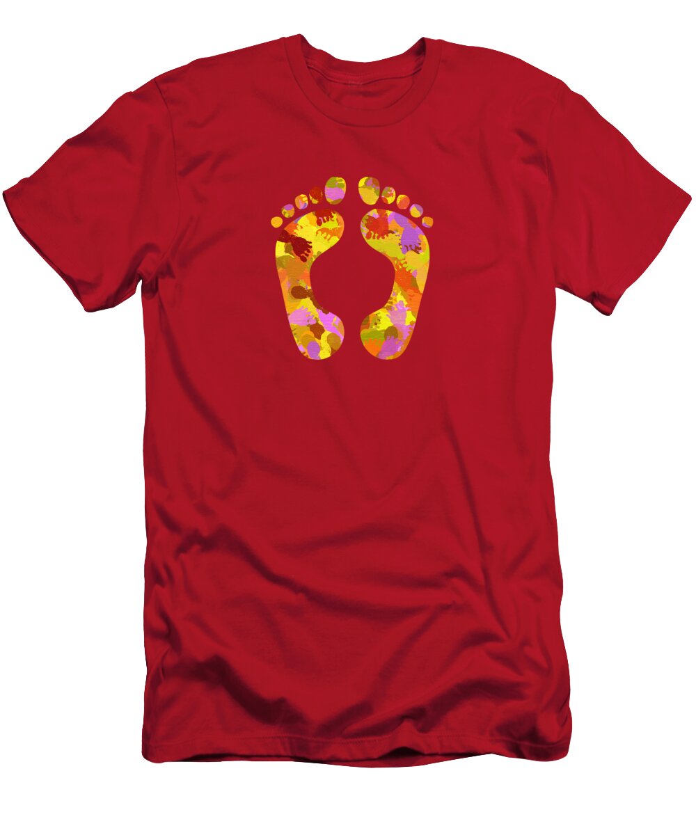 Abstract T-Shirt featuring the mixed media Abstract Footprints by Christina Rollo