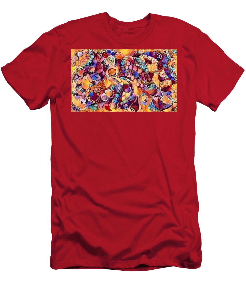 Abstracts T-Shirt featuring the digital art Abstract in multicolors by Megan Walsh