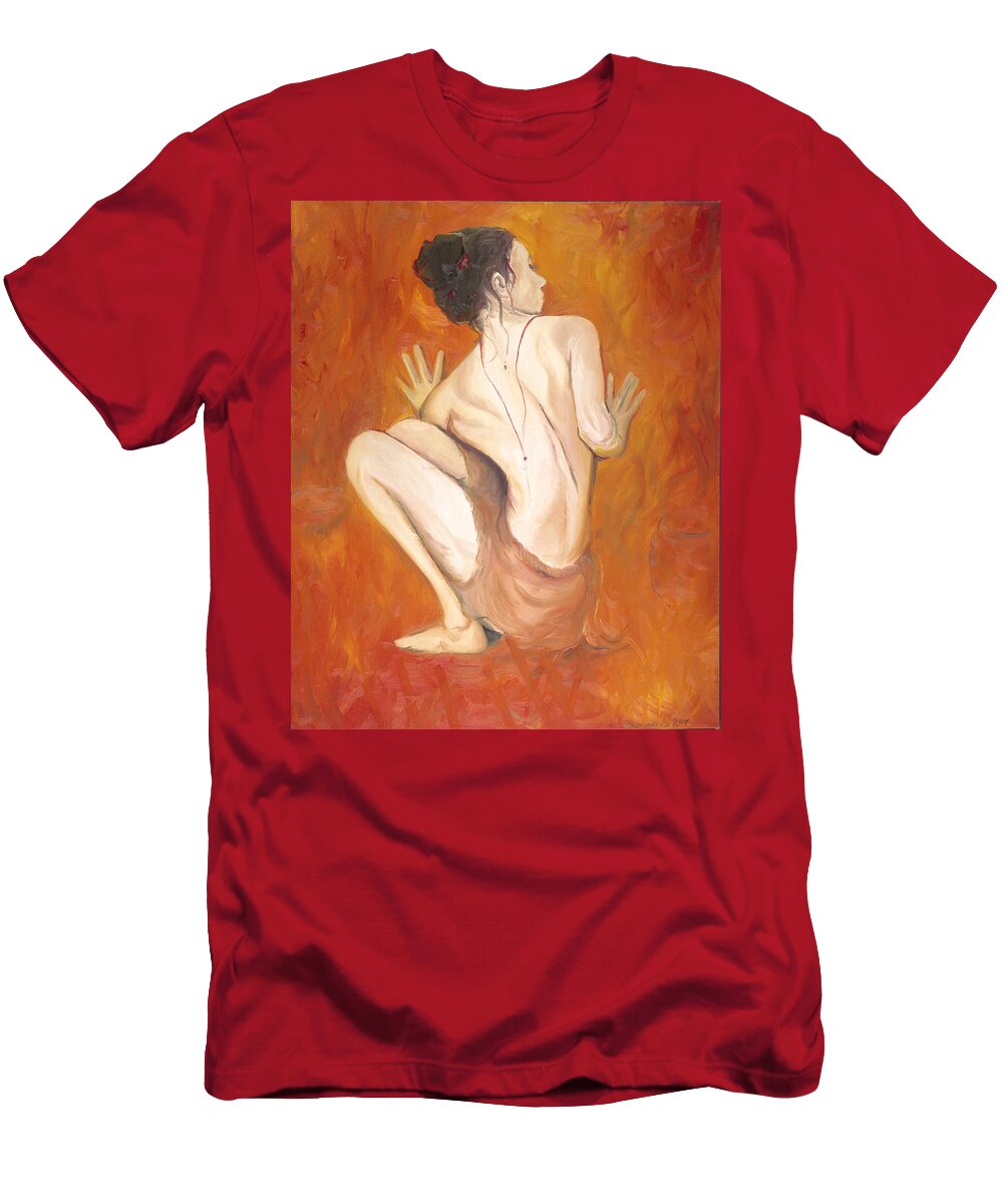 Against The Wall T-Shirt featuring the painting Against the Wall by Stephanie Broker