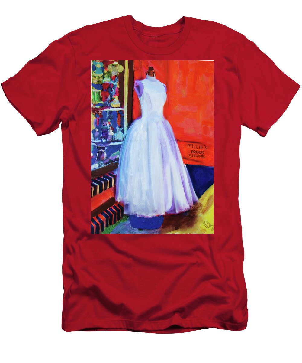 Millie T-Shirt featuring the painting All Dressed Up and Nowhere To Go by Deborah Boyd